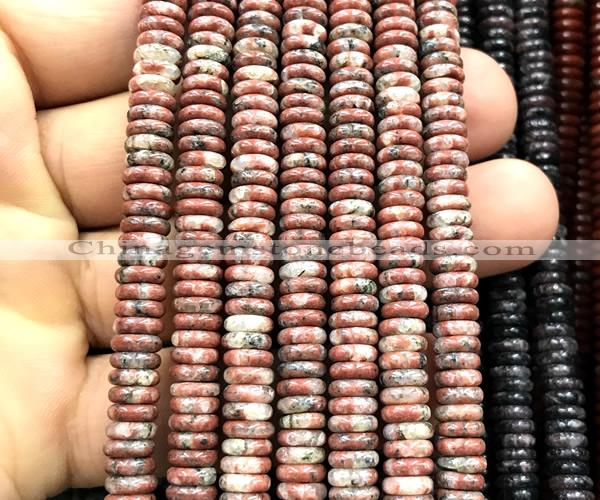 CRB6526 15 inches 2*6mm rondelle red sesame jasper beads