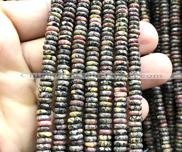 CRB6531 15 inches 2*6mm rondelle leopard skin jasper beads