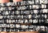 CRB6532 15 inches 2*6mm rondelle black water jasper beads
