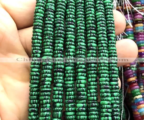 CRB6553 15 inches 2*6mm rondelle imitation malachite beads