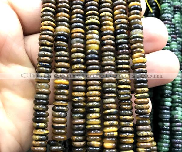 CRB6571 15 inches 2*6mm rondelle yellow tiger eye beads wholesale