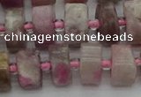 CRB659 15.5 inches 6*12mm tyre pink tourmaline gemstone beads