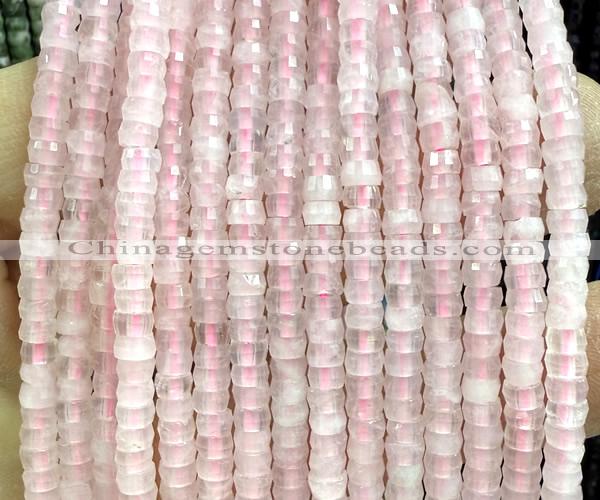 CRB6602 15 inches 2*4mm faceted heishi rose quartz beads