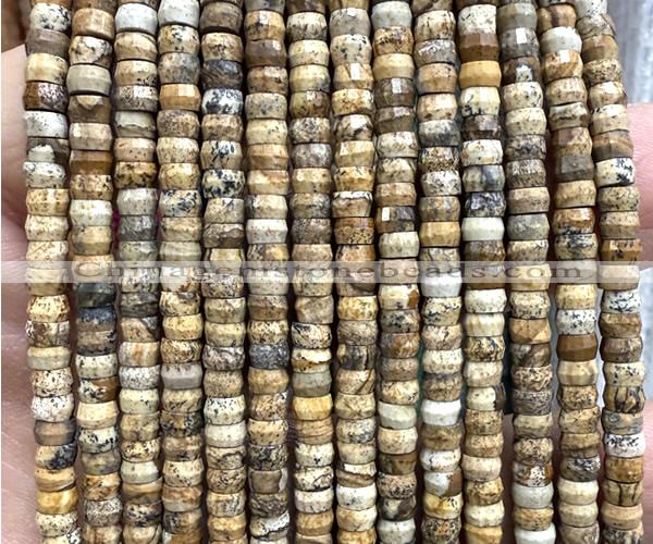CRB6610 15 inches 2*4mm faceted heishi picture jasper beads