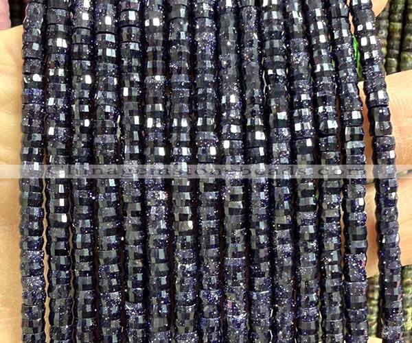 CRB6616 15 inches 2*4mm faceted heishi blue goldstone beads