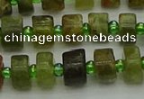 CRB664 15.5 inches 5*8mm tyre green garnet gemstone beads