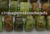 CRB666 15.5 inches 6*12mm tyre green garnet gemstone beads