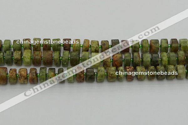 CRB666 15.5 inches 6*12mm tyre green garnet gemstone beads