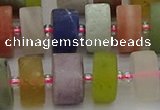 CRB682 15.5 inches 7*14mm tyre matte mixed gemstone beads