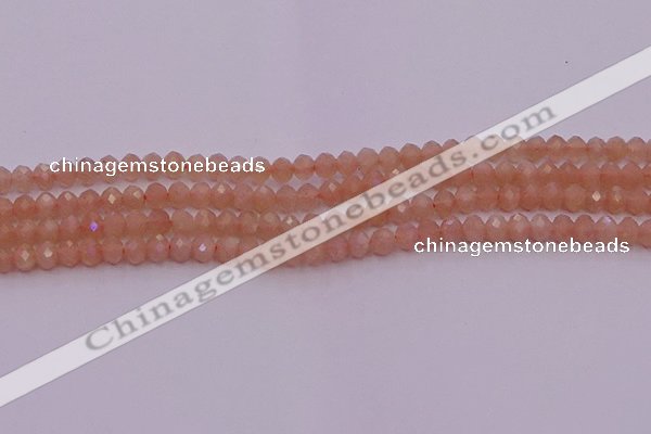 CRB714 15.5 inches 3*4mm faceted rondelle peach moonstone beads