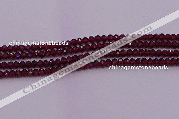 CRB718 15.5 inches 3*4mm faceted rondelle red garnet beads