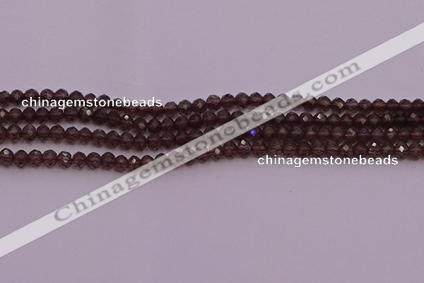 CRB720 15.5 inches 3*4mm faceted rondelle smoky quartz beads