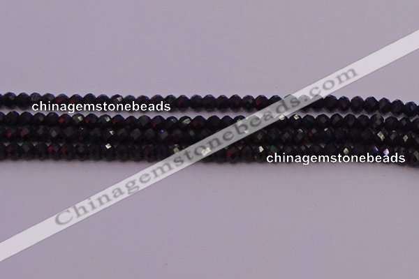 CRB721 15.5 inches 3*4mm faceted rondelle black tourmaline beads