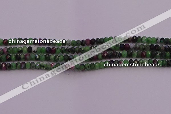 CRB725 15.5 inches 2.5*4mm faceted rondelle ruby zoisite beads