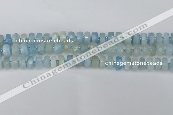 CRB802 15.5 inches 6*10mm faceted rondelle aquamarine beads