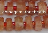 CRB818 15.5 inches 6*10mm faceted rondelle orange moonstone beads