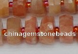 CRB819 15.5 inches 7*12mm faceted rondelle orange moonstone beads