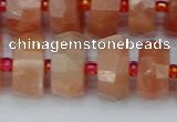 CRB820 15.5 inches 8*14mm faceted rondelle orange moonstone beads