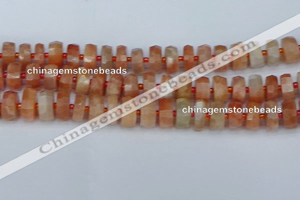 CRB821 15.5 inches 8*16mm faceted rondelle orange moonstone beads