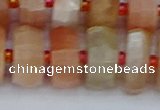 CRB822 15.5 inches 8*18mm faceted rondelle orange moonstone beads