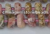 CRB834 15.5 inches 6*10mm faceted rondelle rhodochrosite beads