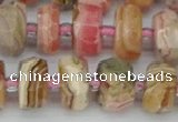 CRB835 15.5 inches 7*12mm faceted rondelle rhodochrosite beads