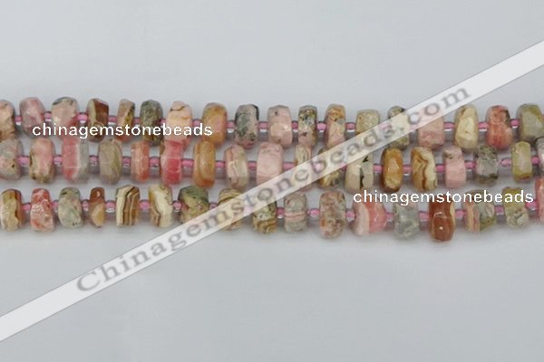 CRB835 15.5 inches 7*12mm faceted rondelle rhodochrosite beads