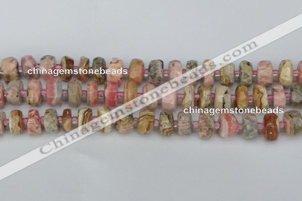 CRB836 15.5 inches 8*14mm faceted rondelle rhodochrosite beads