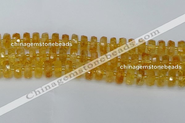 CRB846 15.5 inches 8*18mm faceted rondelle citrine beads