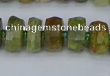 CRB850 15.5 inches 6*10mm faceted rondelle green garnet beads