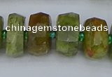 CRB852 15.5 inches 8*14mm faceted rondelle green garnet beads