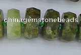 CRB853 15.5 inches 8*16mm faceted rondelle green garnet beads