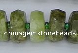 CRB854 15.5 inches 8*18mm faceted rondelle green garnet beads