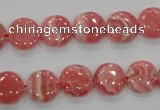 CRC106 15.5 inches 12mm flat round natural argentina rhodochrosite beads