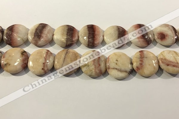 CRC1071 15.5 inches 25mm flat round rhodochrosite beads