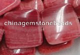 CRC15 16 inches 30*30mm square rhodochrosite beads wholesale