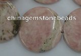 CRC158 15.5 inches 30mm flat round Argentina rhodochrosite beads