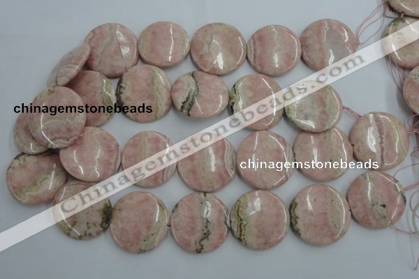 CRC158 15.5 inches 30mm flat round Argentina rhodochrosite beads