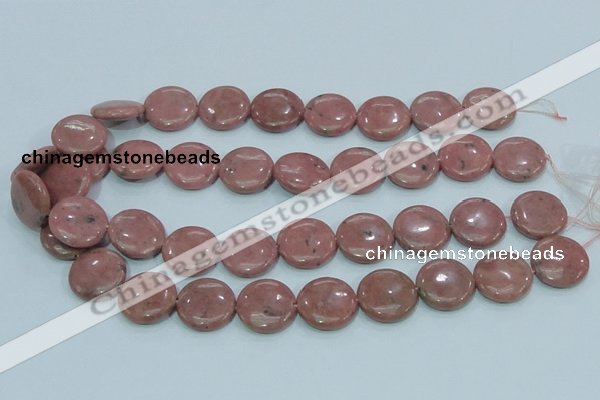 CRC207 16 inches 20mm flat round rhodochrosite gemstone beads