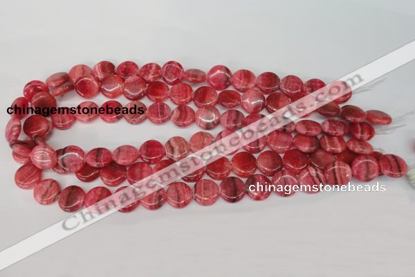 CRC23 15.5 inches 14mm flat round dyed rhodochrosite gemstone beads