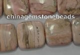 CRC303 15.5 inches 18*18mm square Peru rhodochrosite beads