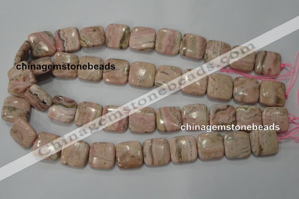 CRC303 15.5 inches 18*18mm square Peru rhodochrosite beads