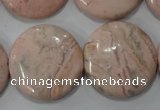 CRC308 15.5 inches 25mm flat round Peru rhodochrosite beads