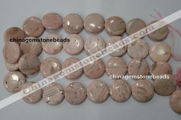 CRC308 15.5 inches 25mm flat round Peru rhodochrosite beads