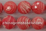 CRC406 15.5 inches 16mm faceted round synthetic rhodochrosite beads