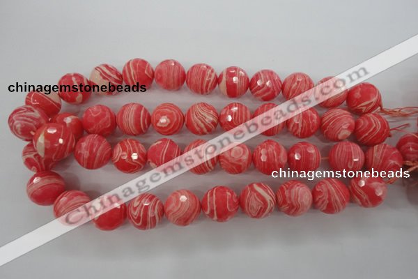 CRC406 15.5 inches 16mm faceted round synthetic rhodochrosite beads