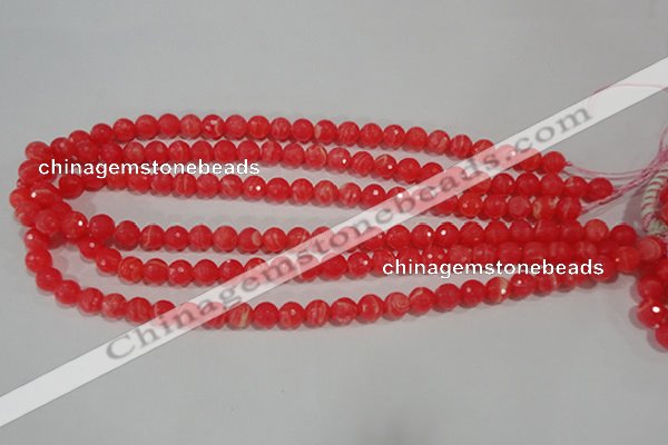 CRC512 15.5 inches 8mm faceted round synthetic rhodochrosite beads