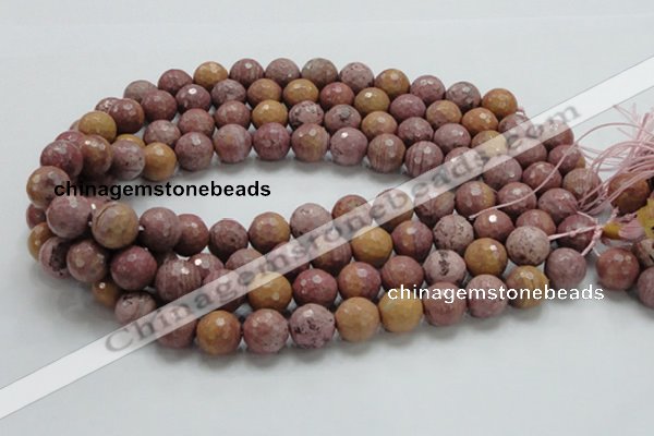 CRC61 15.5 inches 14mm faceted round rhodochrosite gemstone beads