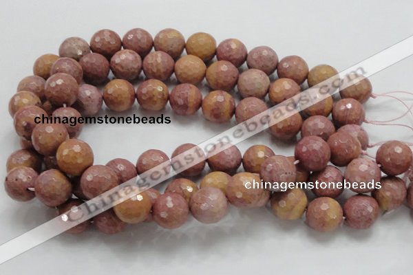 CRC62 15.5 inches 16mm faceted round rhodochrosite gemstone beads