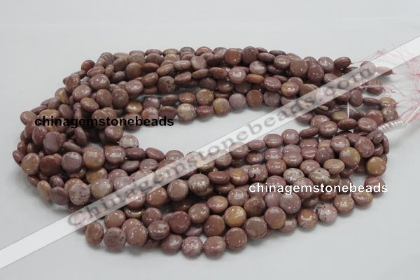 CRC71 15.5 inches 10mm flat round rhodochrosite gemstone beads